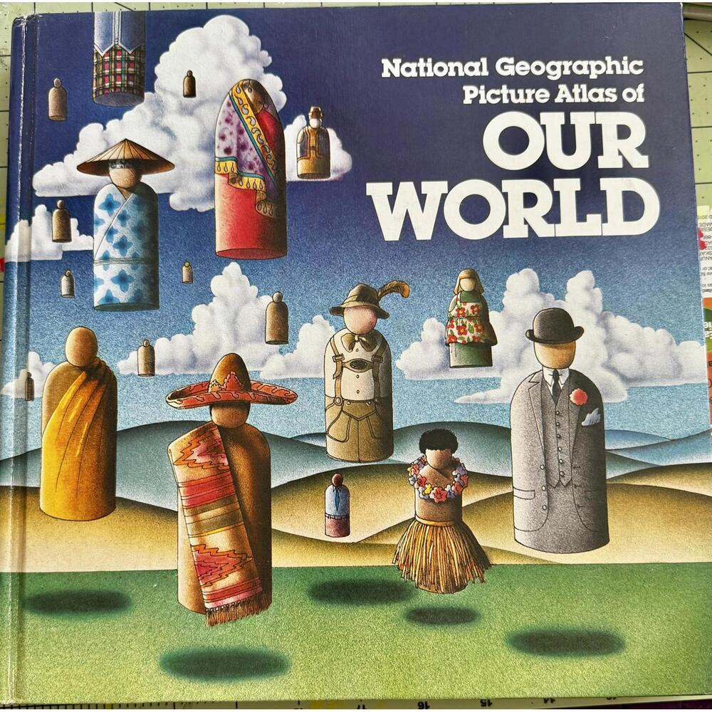 vintage national geographic picture atlas of our world hardcover surreal‎ cover